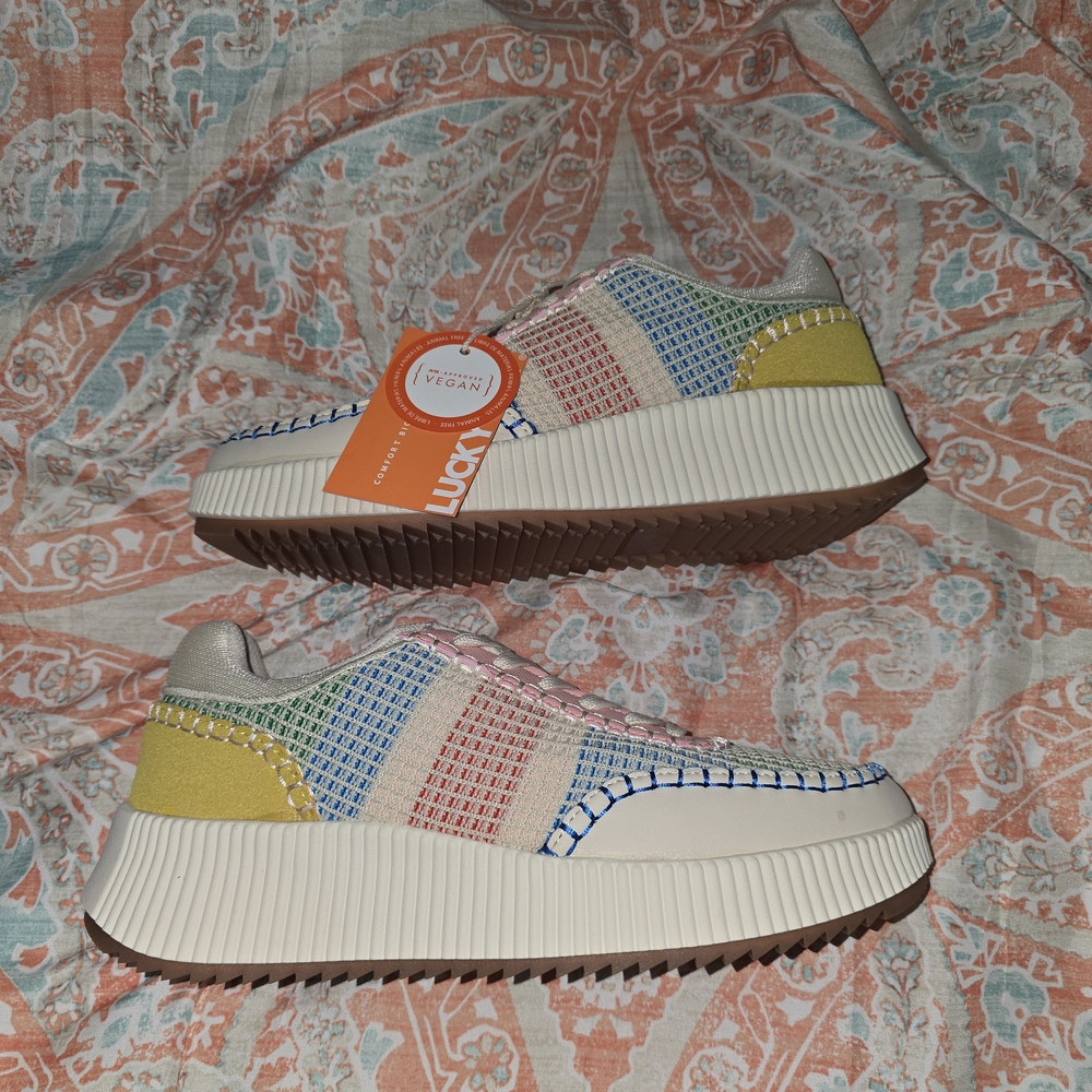 BNIB Lucky Step Platform Sneakers Women's "Yellow Multi"
